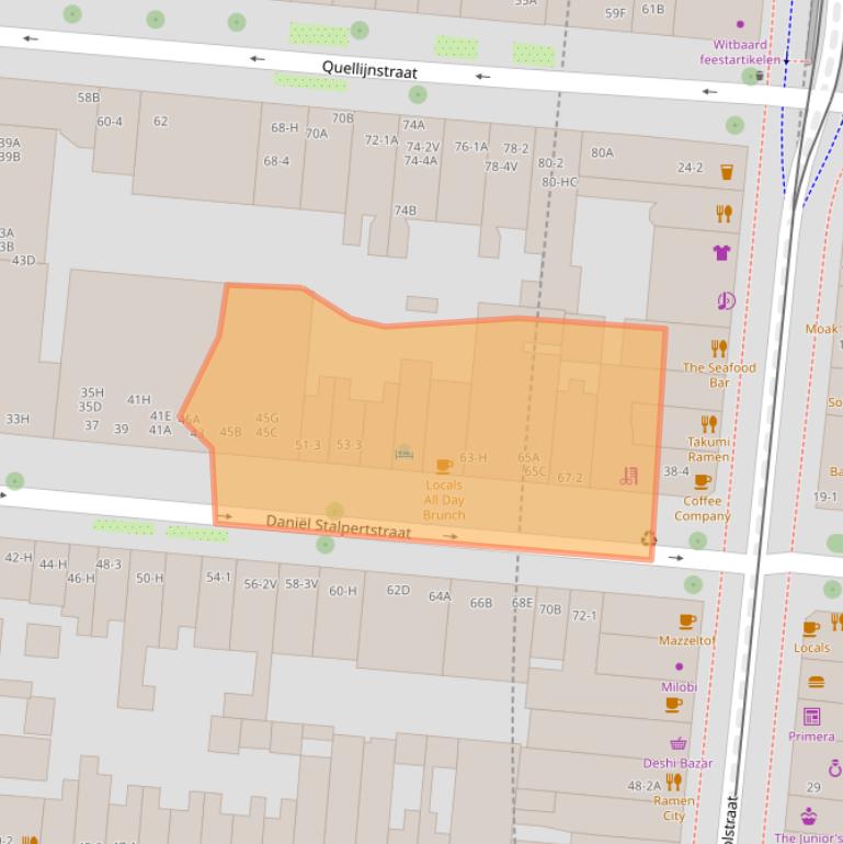 Kaart van postcodegebied 1072XB.