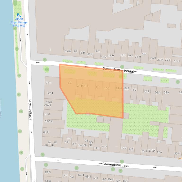Kaart van postcodegebied 1072XE.