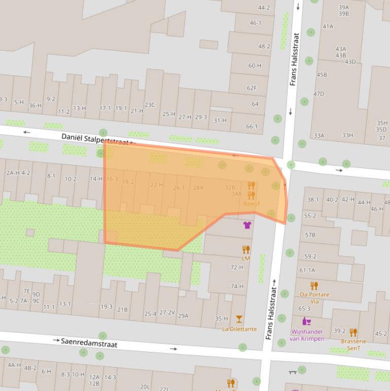 Kaart van postcodegebied 1072XG.