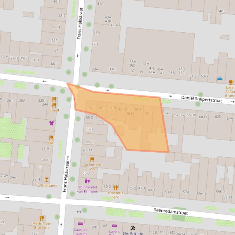 Kaart van postcodegebied 1072XH.