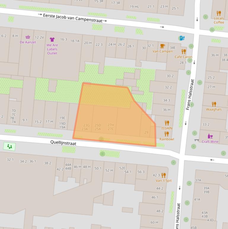 Kaart van postcodegebied 1072XN.
