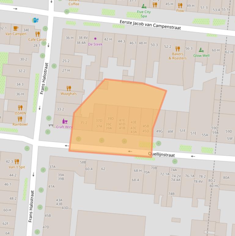 Kaart van postcodegebied 1072XP.