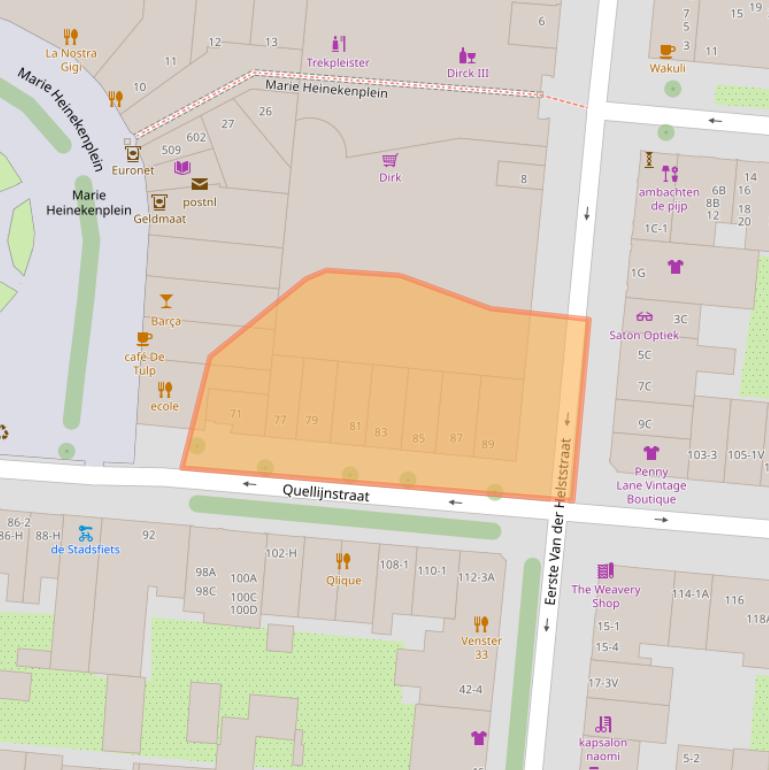 Kaart van postcodegebied 1072ZA.