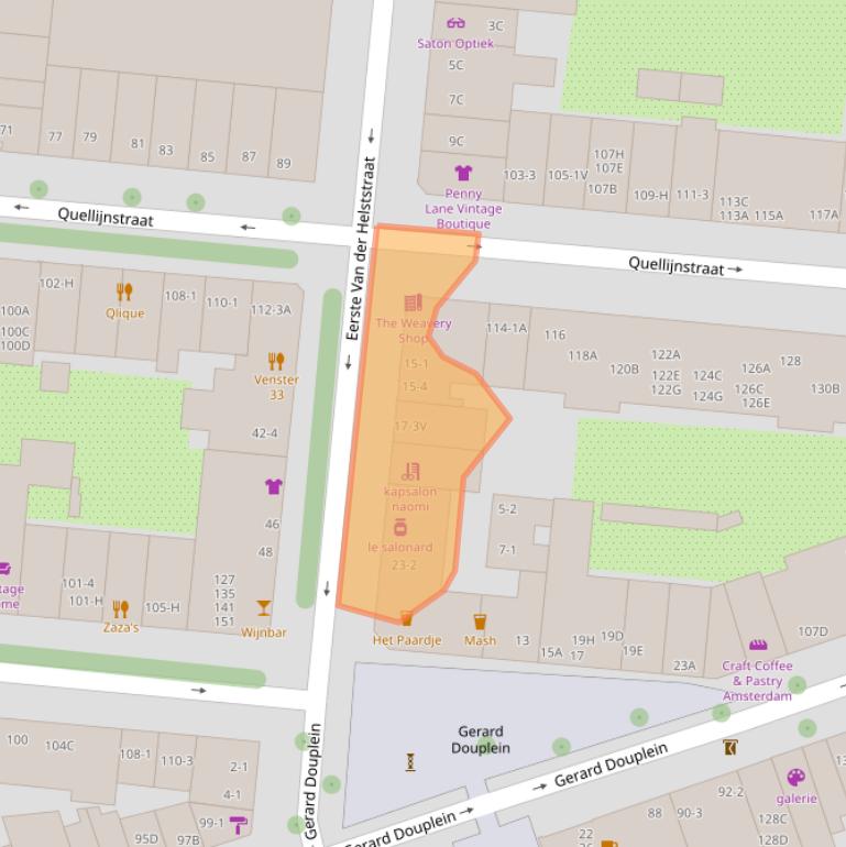 Kaart van postcodegebied 1073AB.