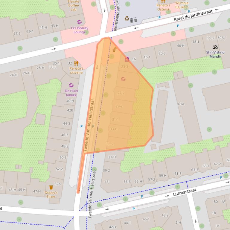 Kaart van postcodegebied 1073AG.