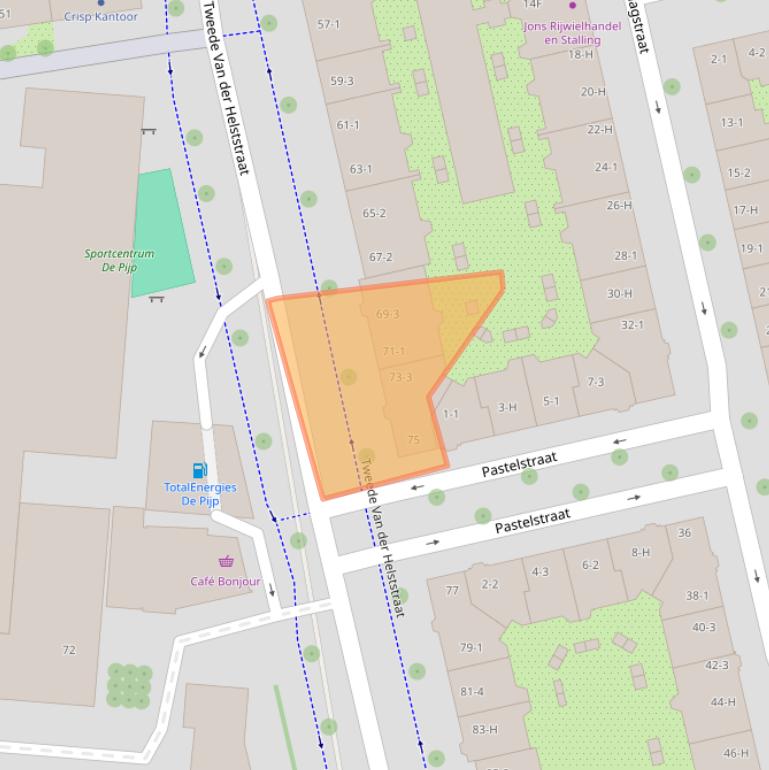 Kaart van postcodegebied 1073AL.