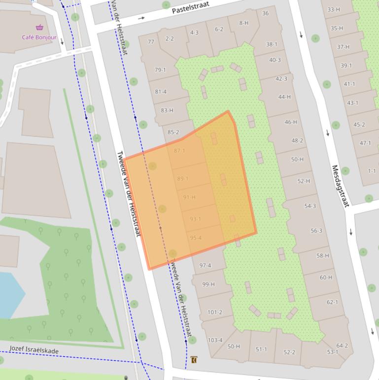 Kaart van postcodegebied 1073AN.