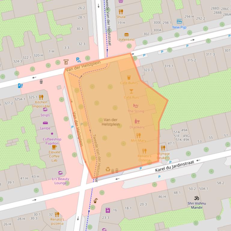 Kaart van postcodegebied 1073AR.