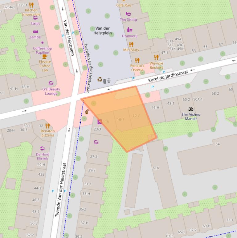 Kaart van postcodegebied 1073AS.