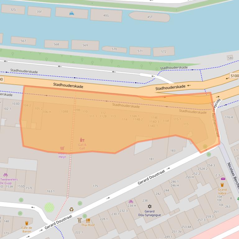 Kaart van postcodegebied 1073AX.