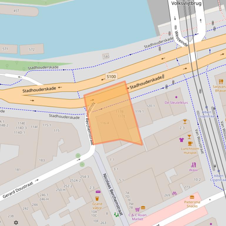 Kaart van postcodegebied 1073AZ.