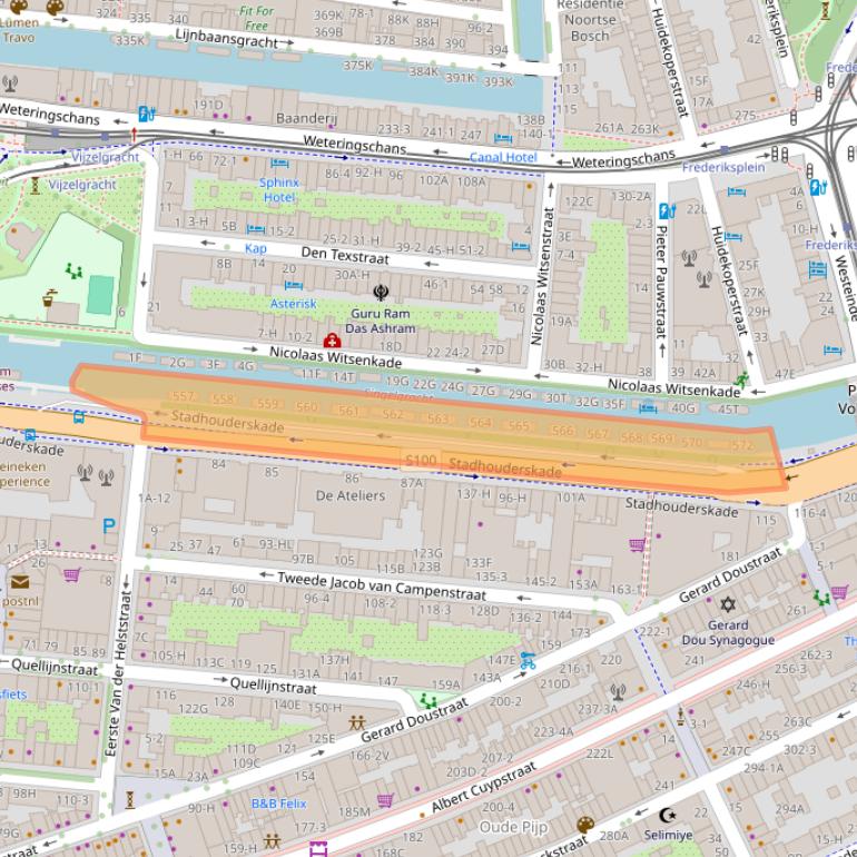 Kaart van postcodegebied 1073BB.