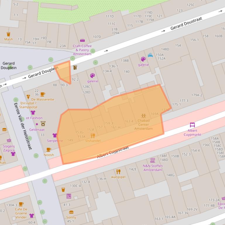 Kaart van postcodegebied 1073BC.