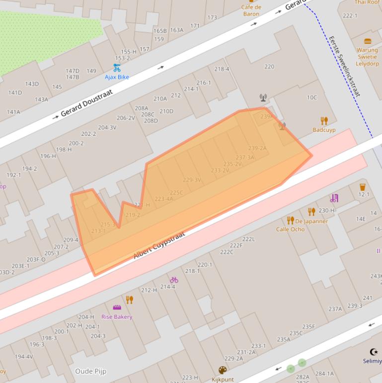 Kaart van postcodegebied 1073BG.