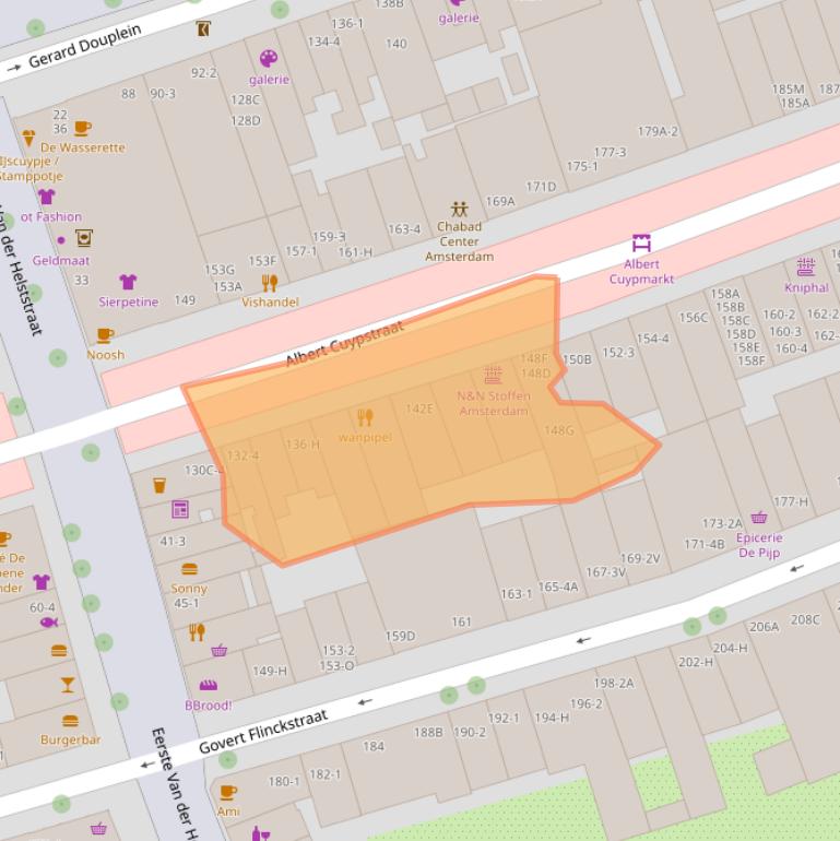 Kaart van postcodegebied 1073BJ.