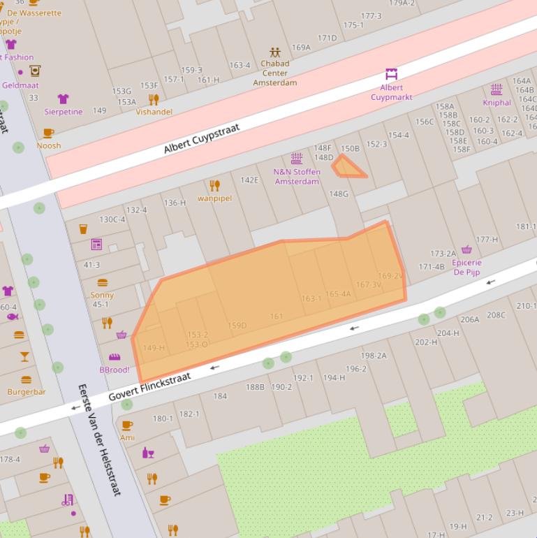 Kaart van postcodegebied 1073BS.