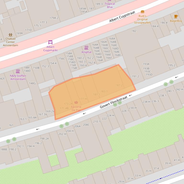 Kaart van postcodegebied 1073BT.