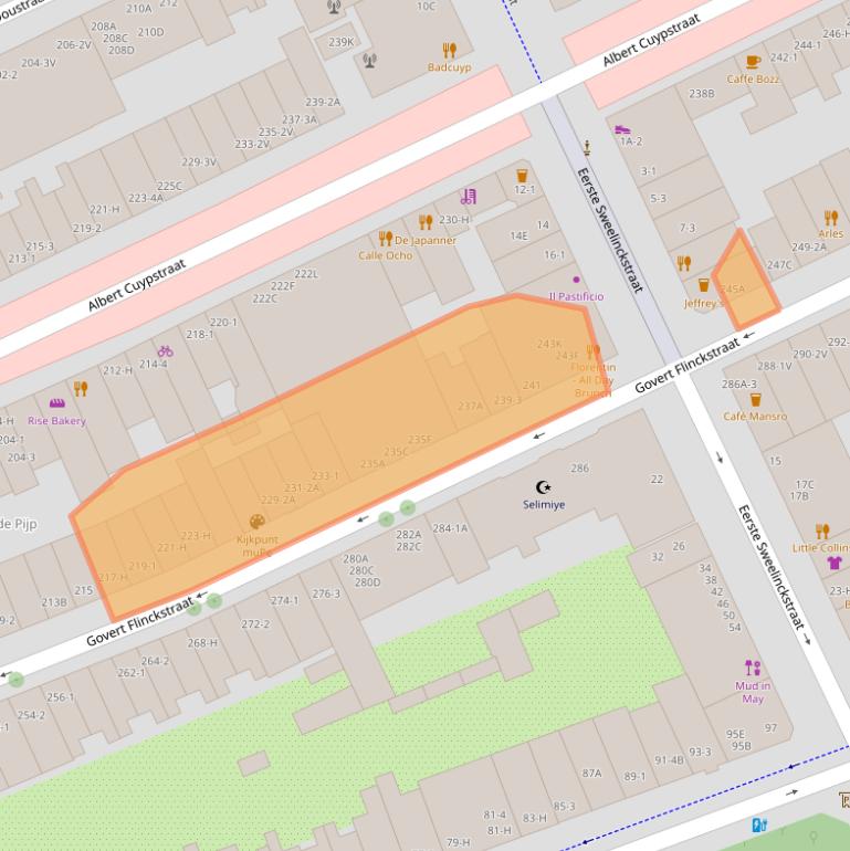 Kaart van postcodegebied 1073BW.