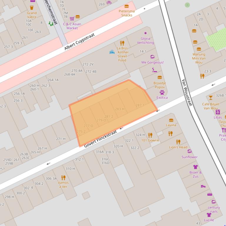 Kaart van postcodegebied 1073CA.