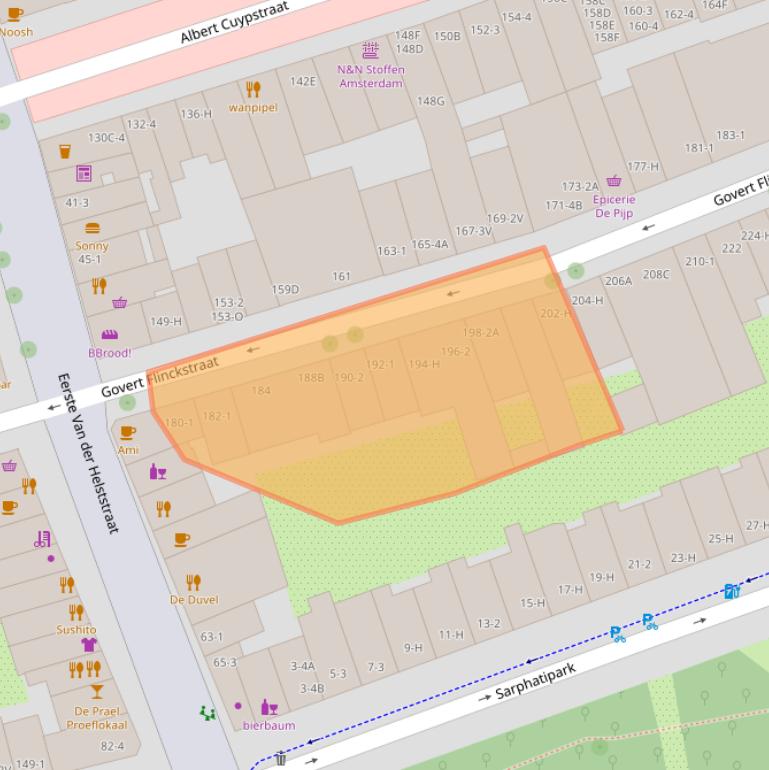 Kaart van postcodegebied 1073CB.