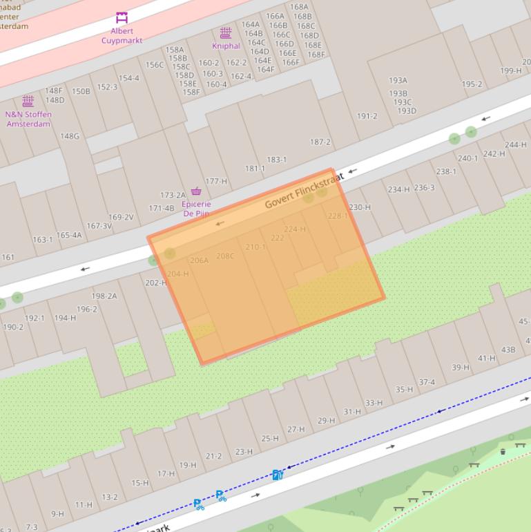 Kaart van postcodegebied 1073CC.