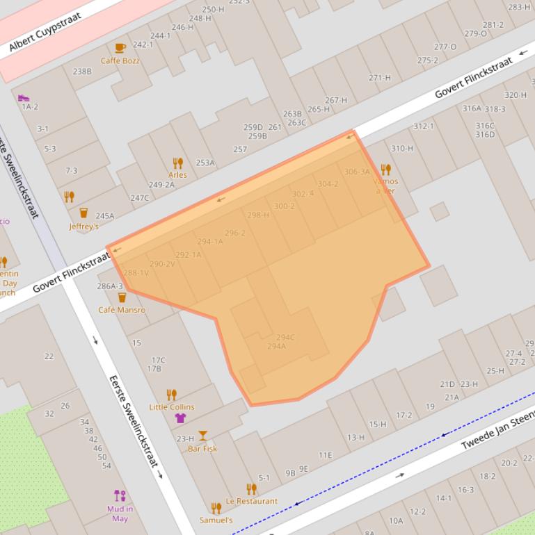 Kaart van postcodegebied 1073CH.