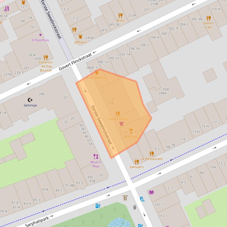 Kaart van postcodegebied 1073CL.