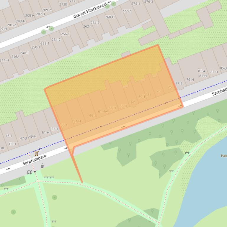 Kaart van postcodegebied 1073CS.