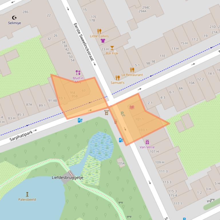 Kaart van postcodegebied 1073CV.