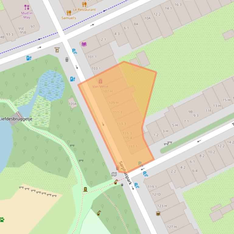 Kaart van postcodegebied 1073CW.