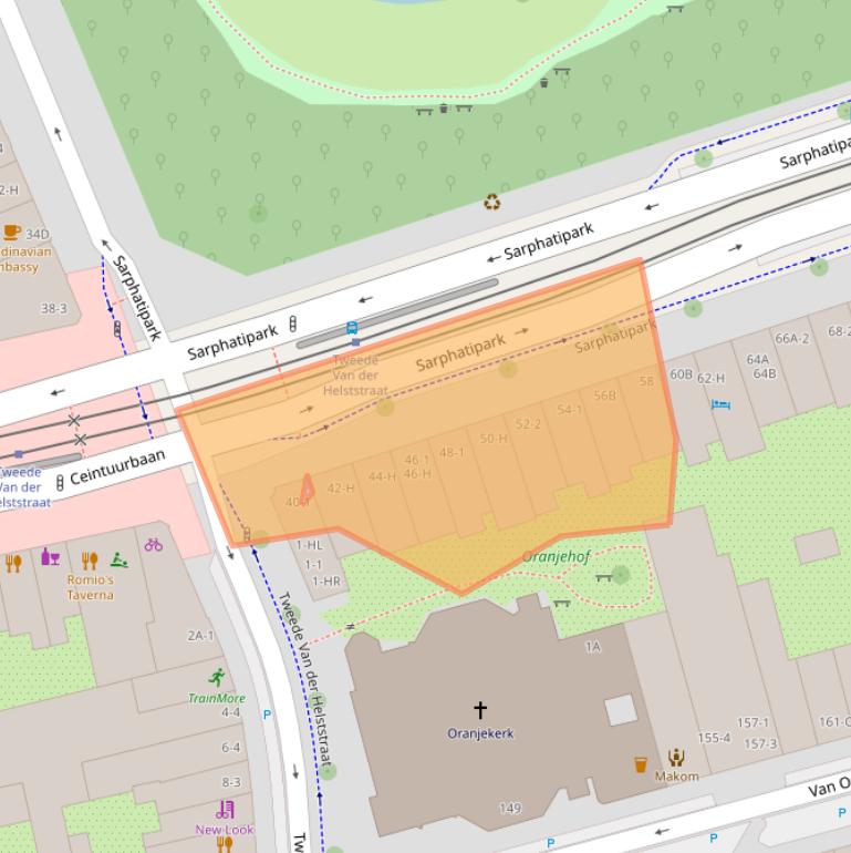 Kaart van postcodegebied 1073CZ.