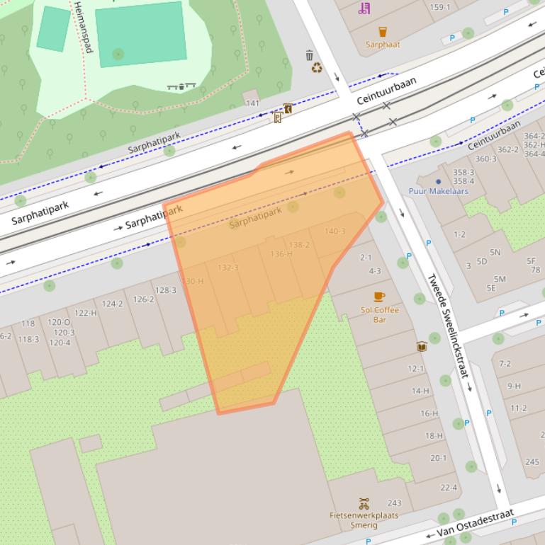 Kaart van postcodegebied 1073EE.