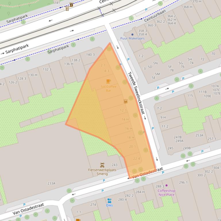 Kaart van postcodegebied 1073EH.