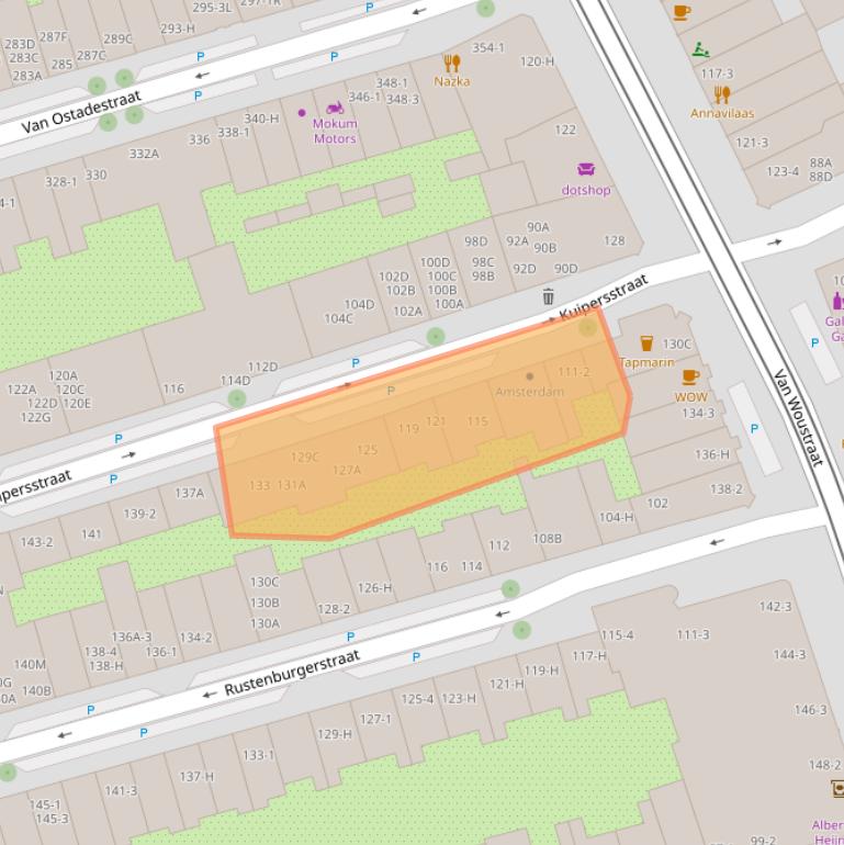 Kaart van postcodegebied 1073EP.