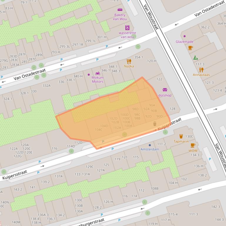 Kaart van postcodegebied 1073ES.