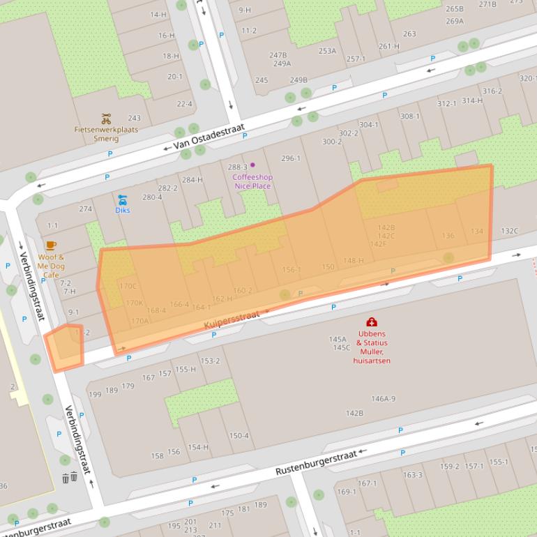 Kaart van postcodegebied 1073EV.