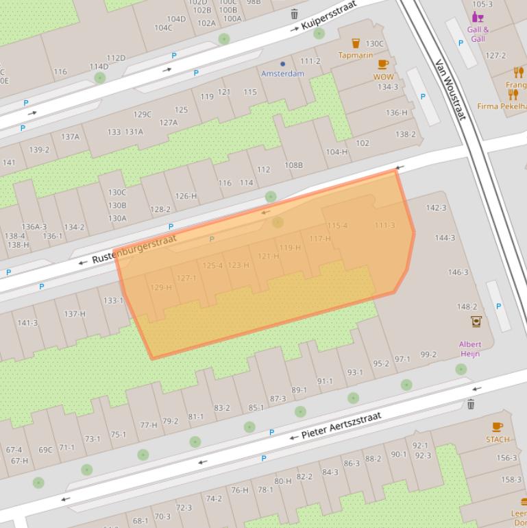 Kaart van postcodegebied 1073EW.