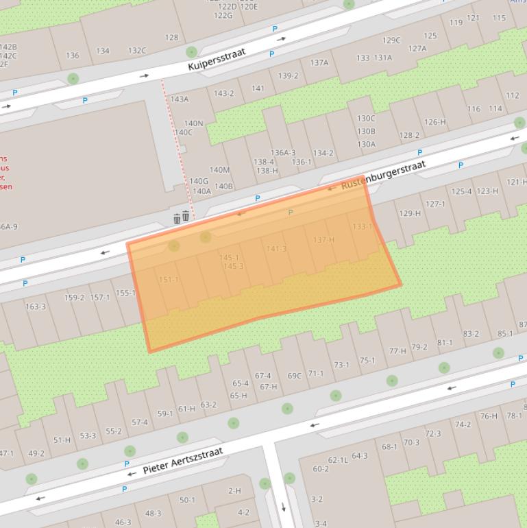 Kaart van postcodegebied 1073EX.