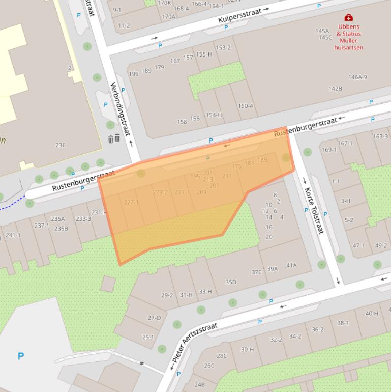 Kaart van postcodegebied 1073GA.