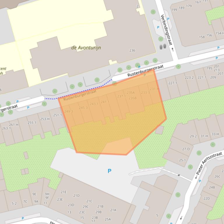 Kaart van postcodegebied 1073GB.