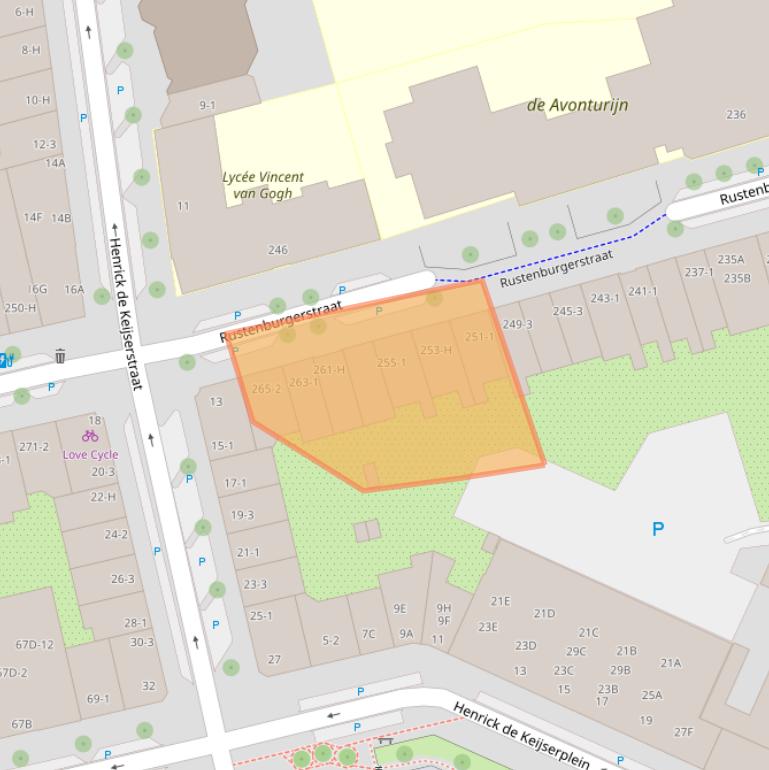 Kaart van postcodegebied 1073GC.