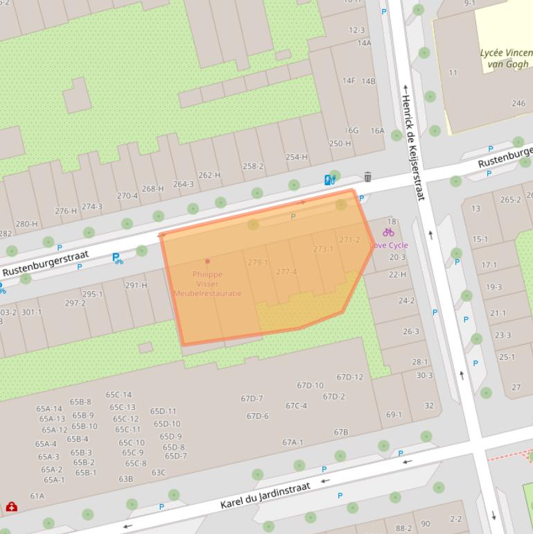 Kaart van postcodegebied 1073GD.