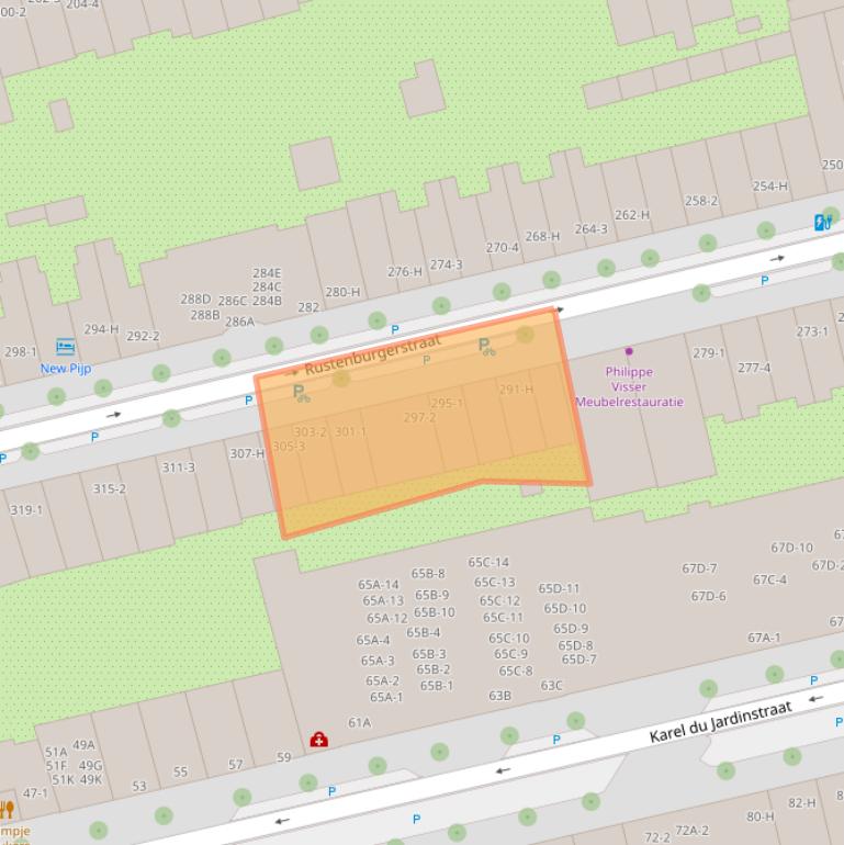 Kaart van postcodegebied 1073GE.