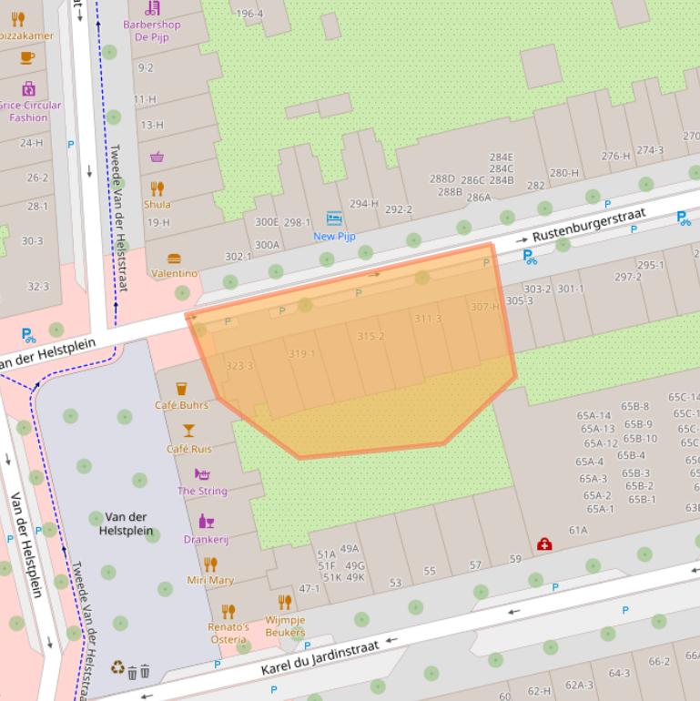 Kaart van postcodegebied 1073GG.