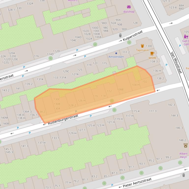 Kaart van postcodegebied 1073GH.