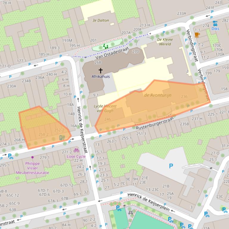 Kaart van postcodegebied 1073GK.