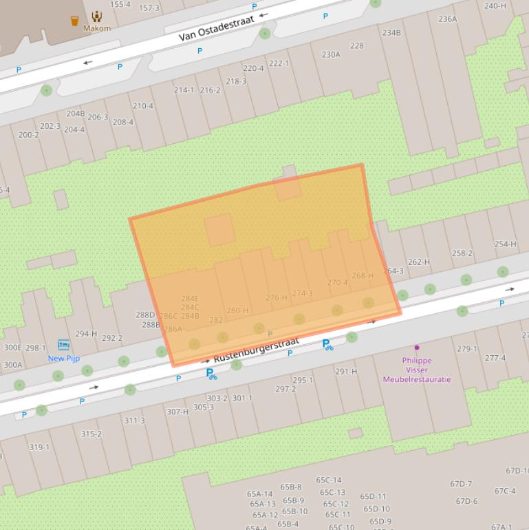 Kaart van postcodegebied 1073GL.