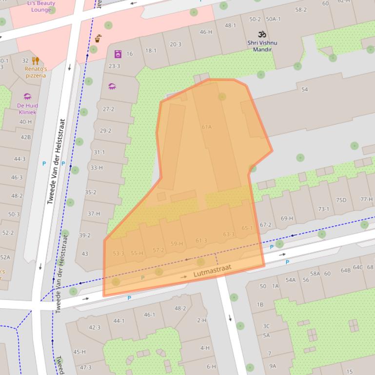 Kaart van postcodegebied 1073GN.