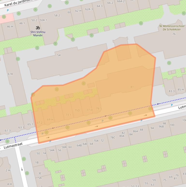 Kaart van postcodegebied 1073GP.