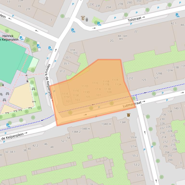 Kaart van postcodegebied 1073GS.